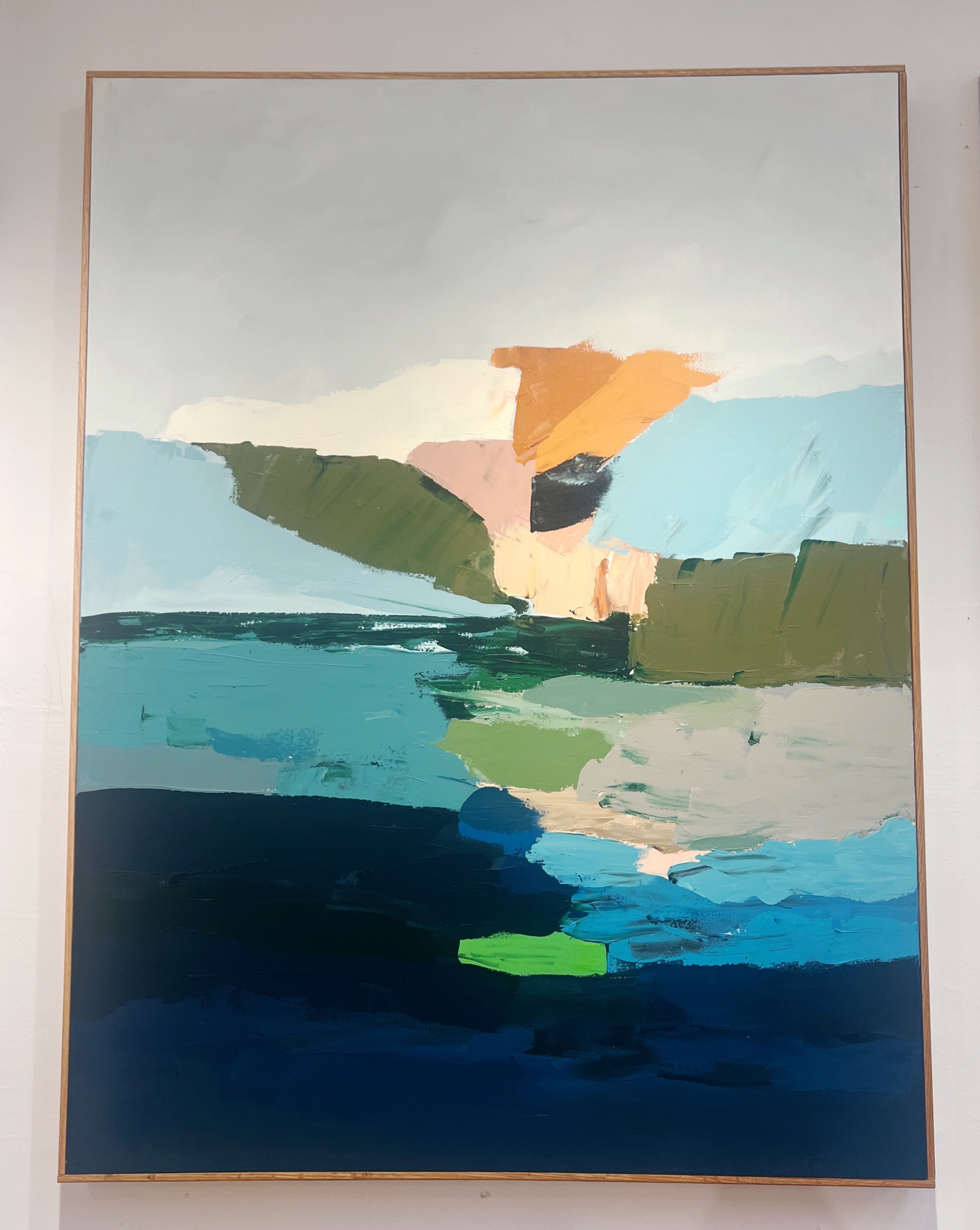 Mauna Loa Original Painting 36 x 48 by Caryn Owen, showcasing modern abstract art designed to complement various contemporary interior styles. This vibrant piece captures inspiration from nature, fashion, decor, and oceanic beauty.