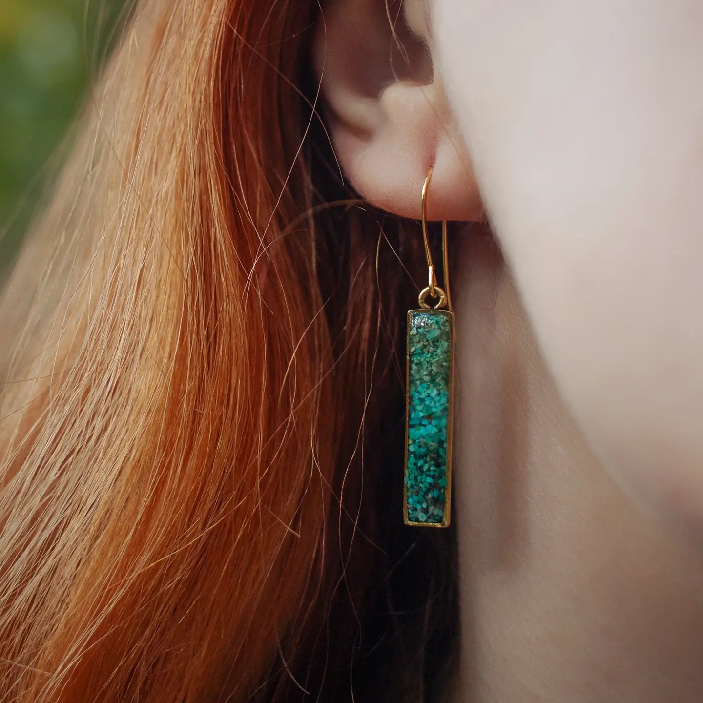 Colorblock Gradient Gemstone Bar Earrings