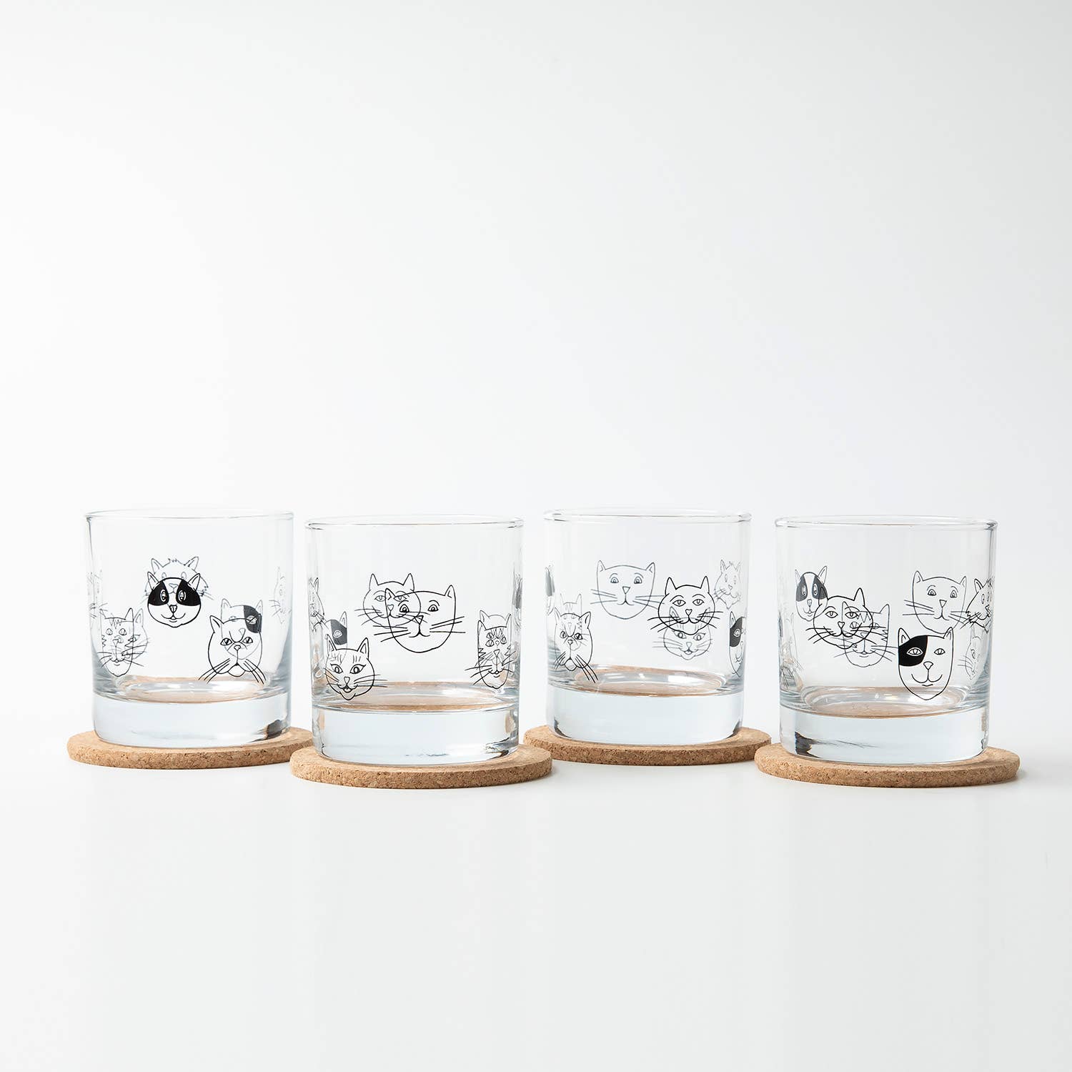 Cat Faces Rocks Glass