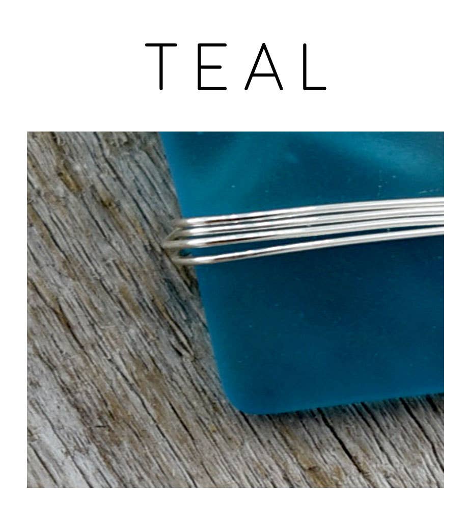 Organic double layer silver + glass pendant: 18 inch / AQUA