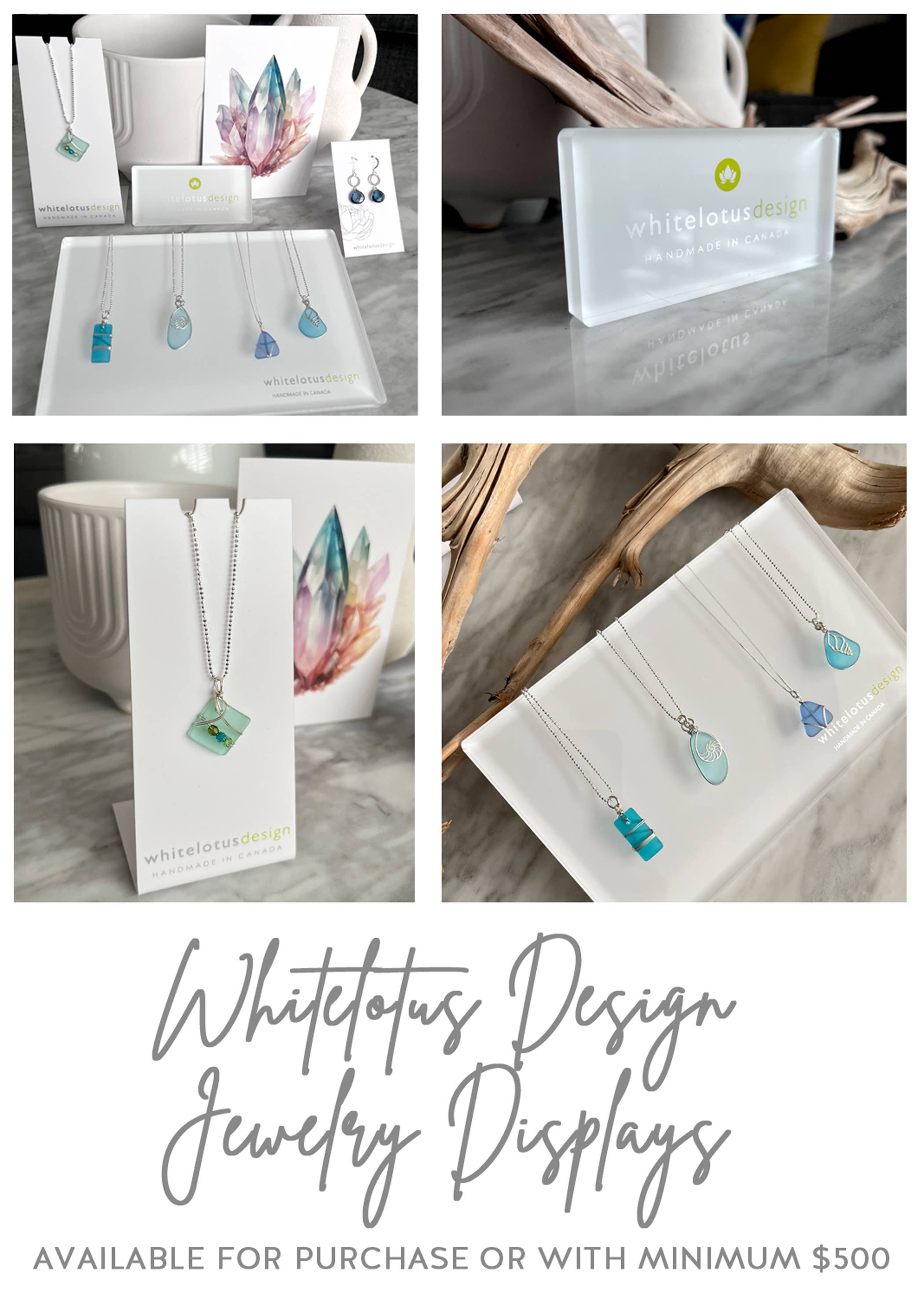 Whitelotus Design Jewelry Displays with images of jewelry