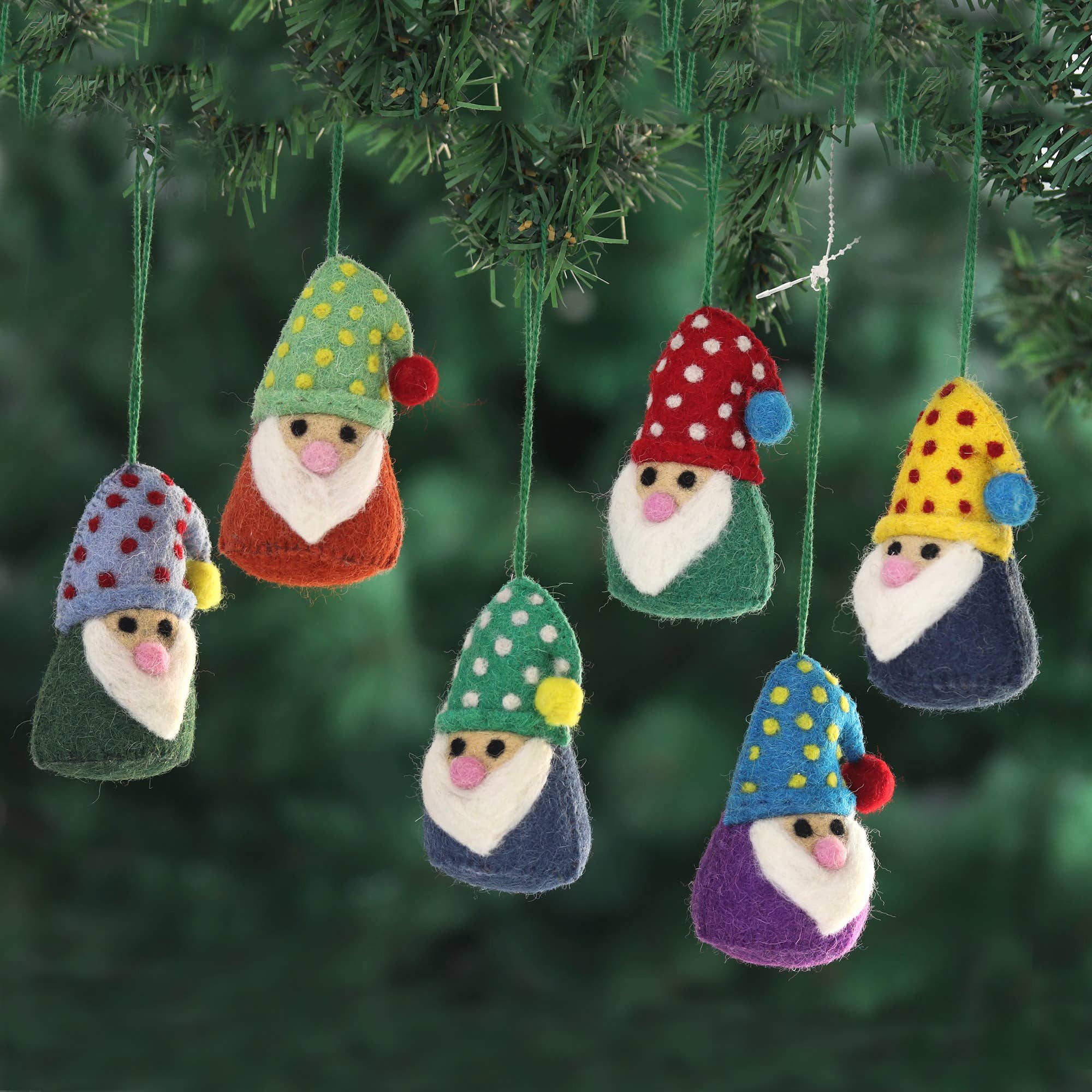 Novica Handmade Nordic Gnomes Felted Ornaments