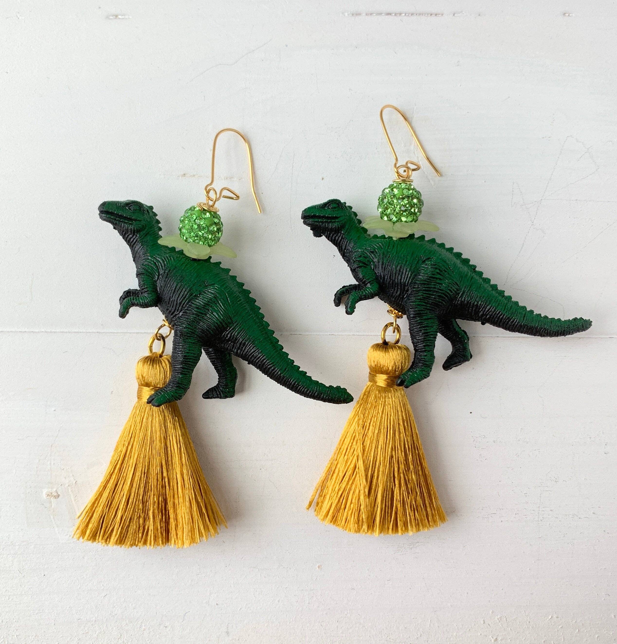 Dinosaur tassel earrings