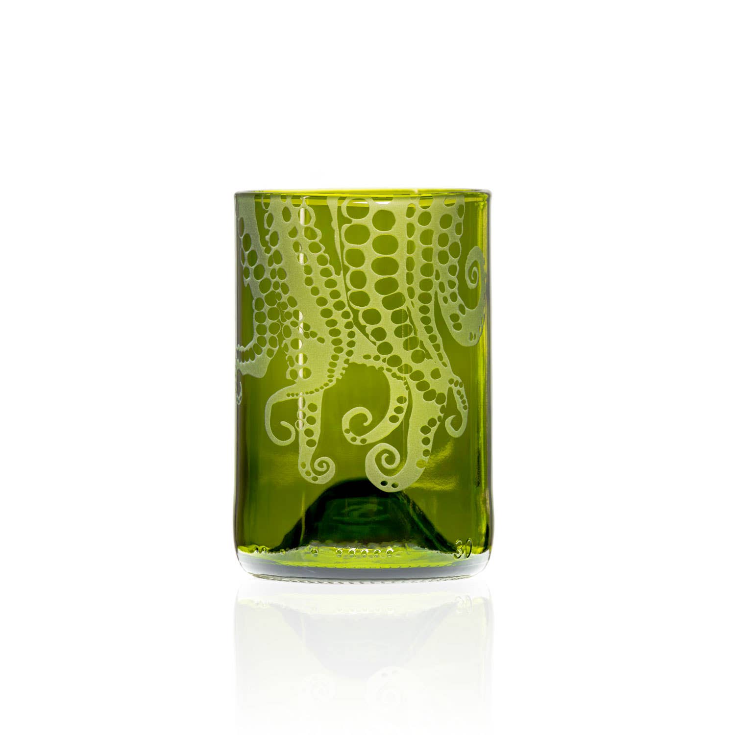 Upcycled Oscar Octopus 12oz Dark Green Repurposed Tumbler
