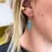 Woman wearing Threader Earrings with Turquoise