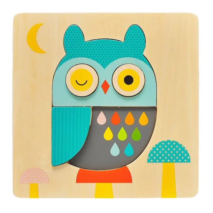 Owl Chunky Wooden Tray Puzzle from Petit Collage