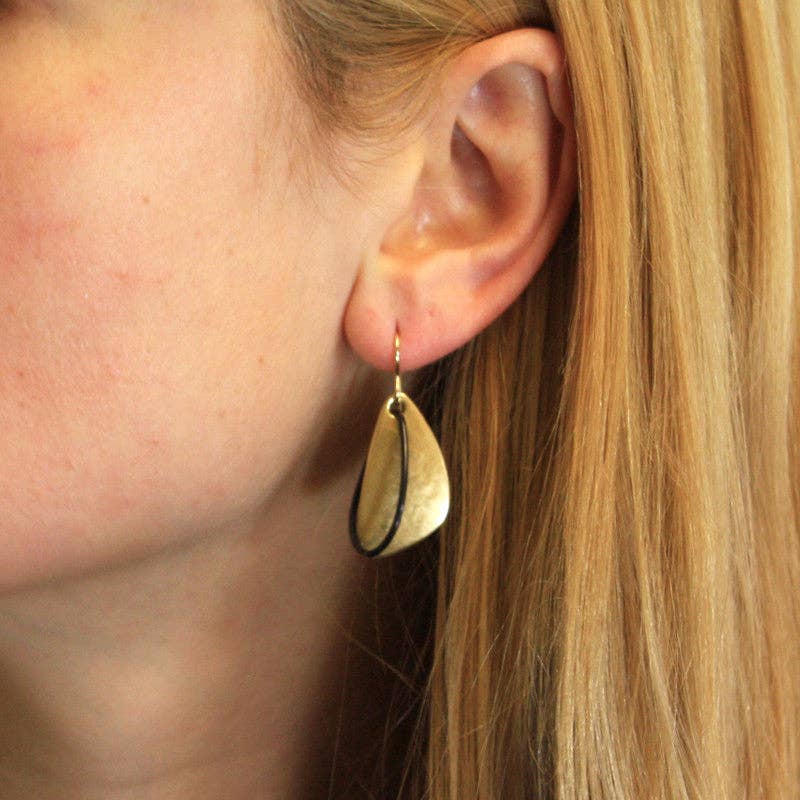 Triangle with Interlocking Ring Earrings by Marjorie Baer, handcrafted jewelry made in California