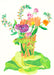 floral card in vase blank greeting card