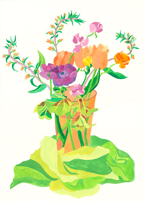 floral card in vase blank greeting card