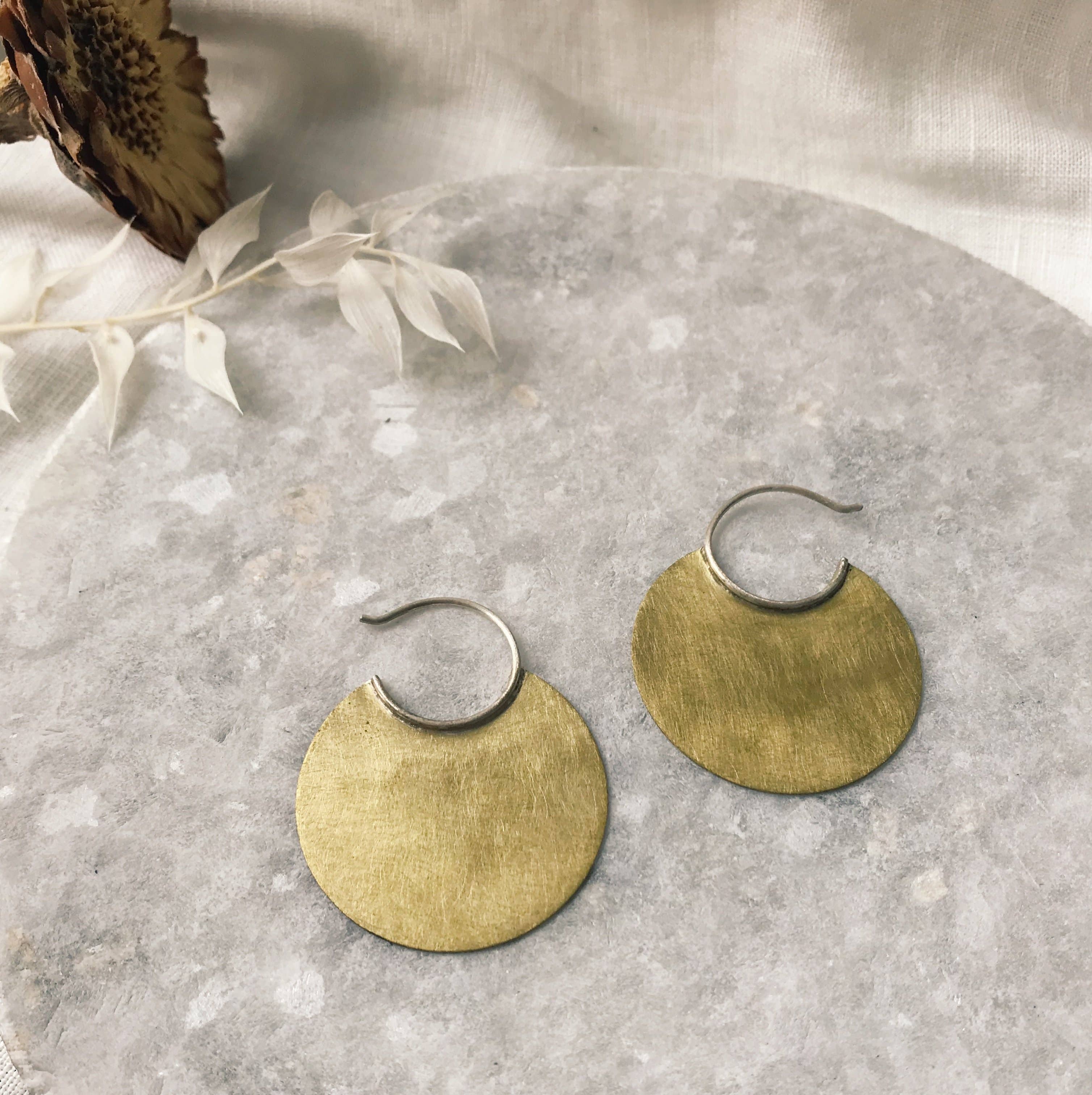 brass disc earrings 
