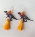 dinosaur yellow tassel earrings