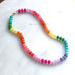Vibrant La Playa Stone Candy Beaded Necklace from The Silver Wren, featuring a colorful arrangement of jade and multi-colored beads.