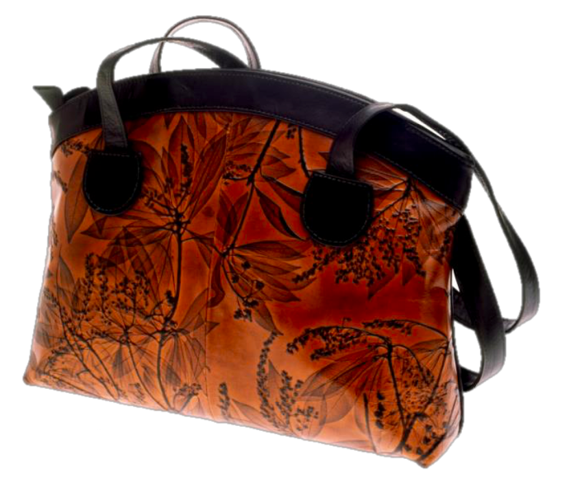 Leaf leather tote bag