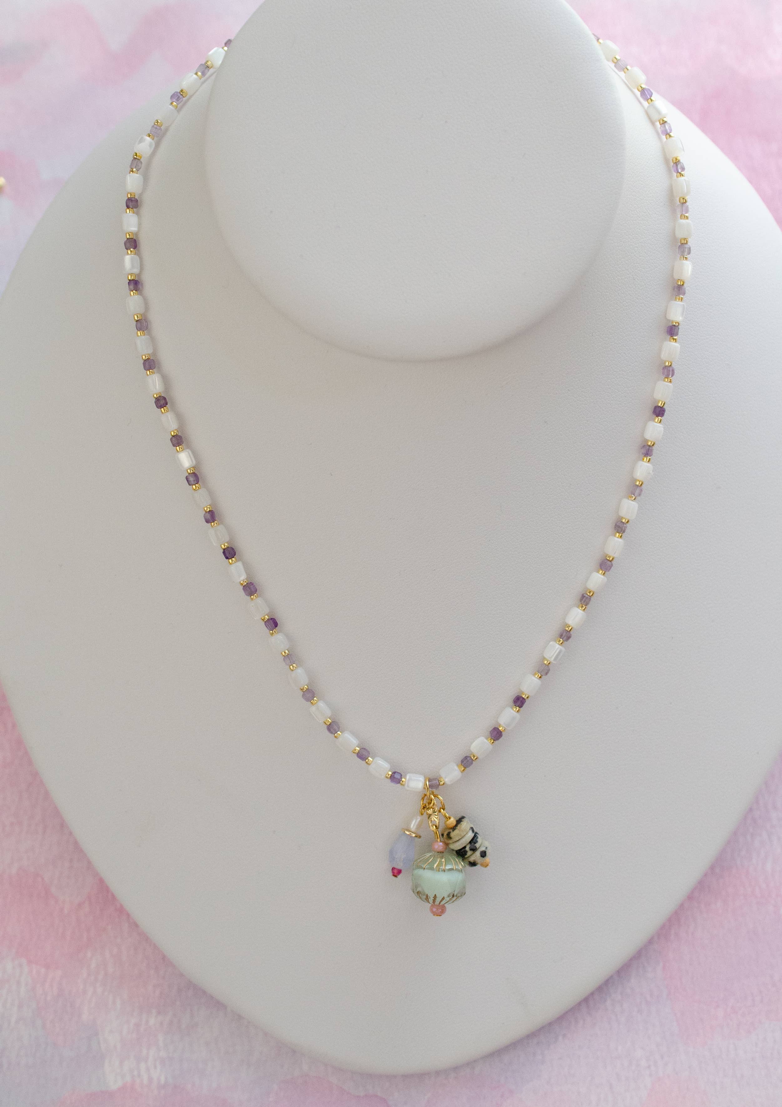 Beaded Chain and Colorful Charm Necklace