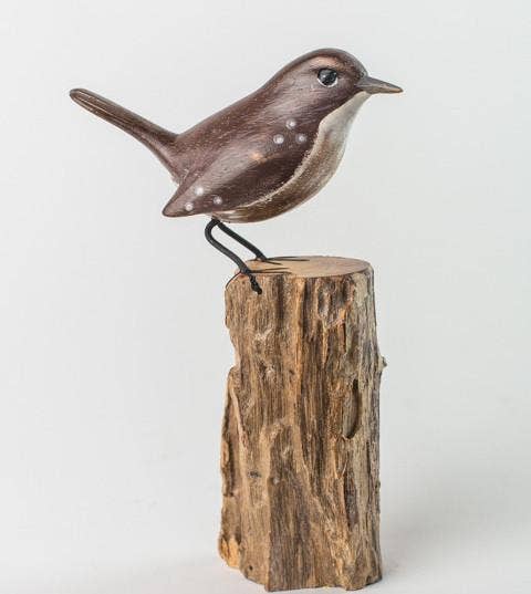 Wren - 6.5"H  -Carved Wooden Ornament