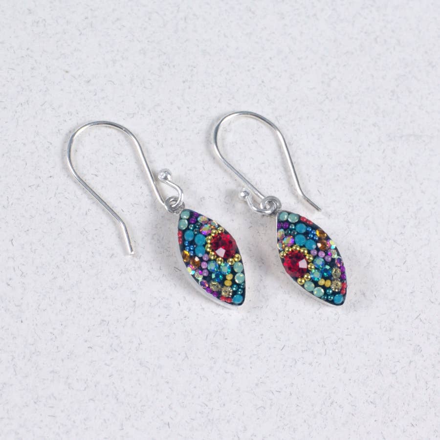 Petite Seed Earring by Mosaico Jewels showcasing a vibrant gemstone arrangement in a leaf silhouette, ideal for enhancing everyday style with botanical charm.