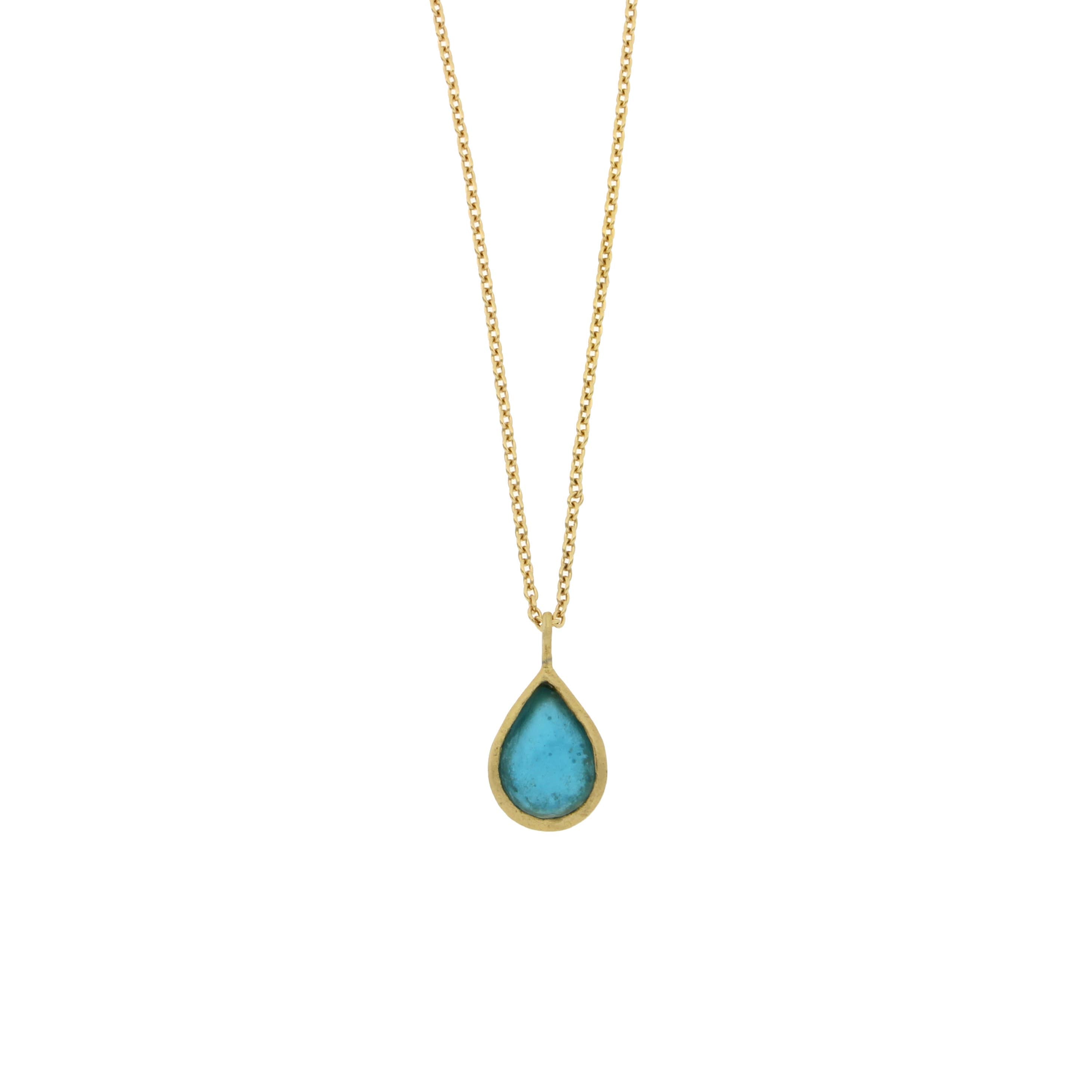 blue colored glass pendant necklace