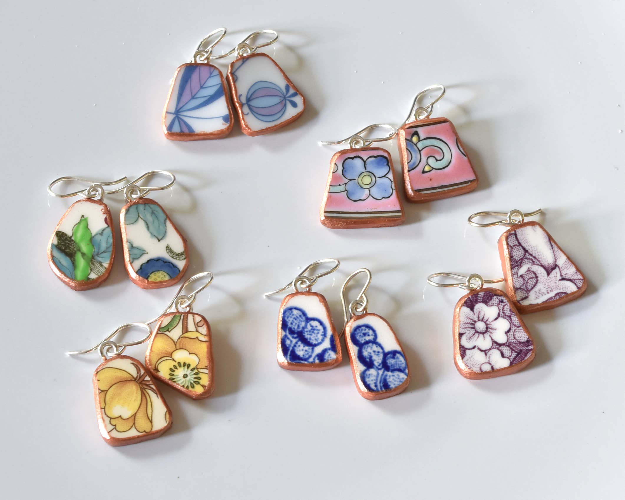 Broken Plate Dangle Earring  - Shard Shape