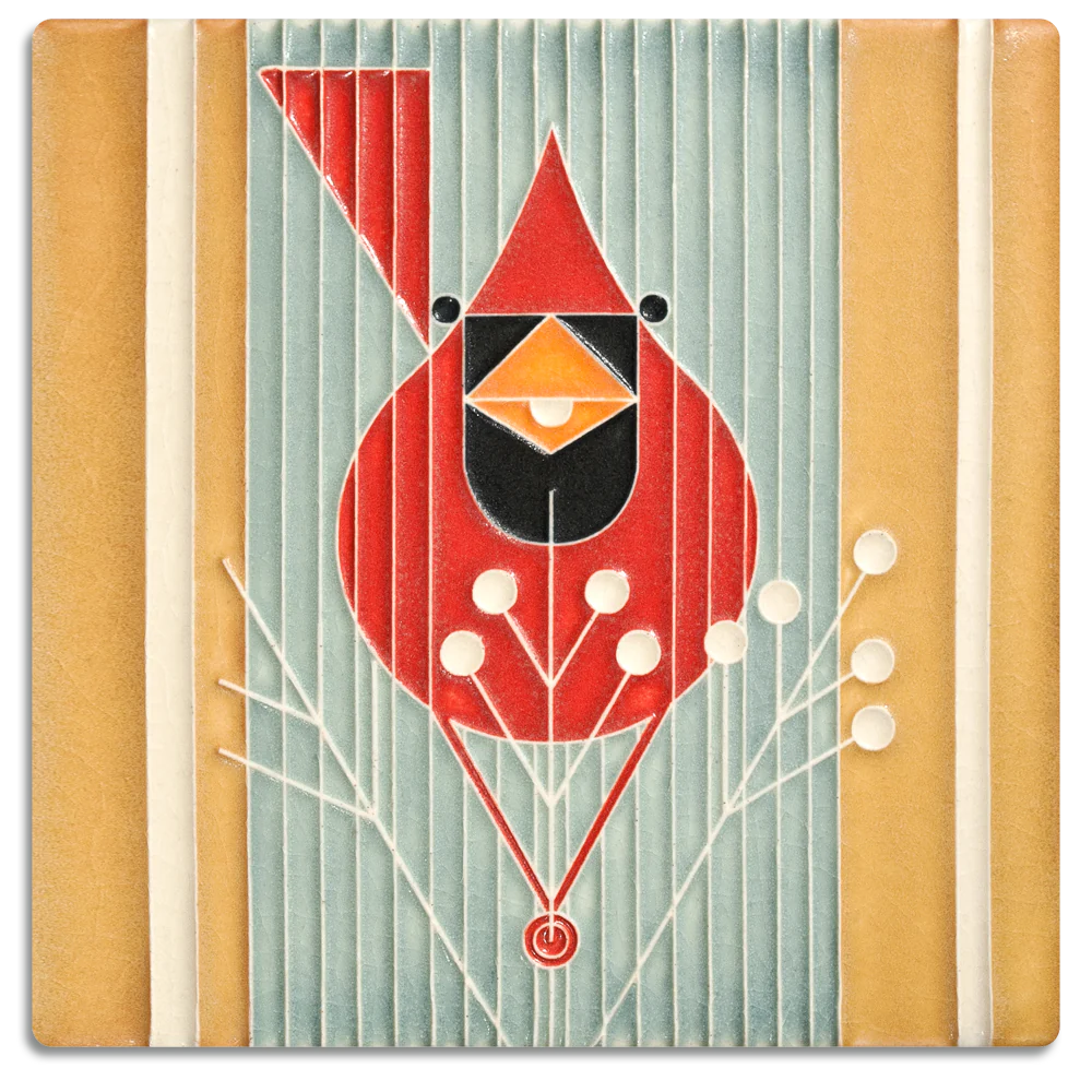red bird ceramic tile