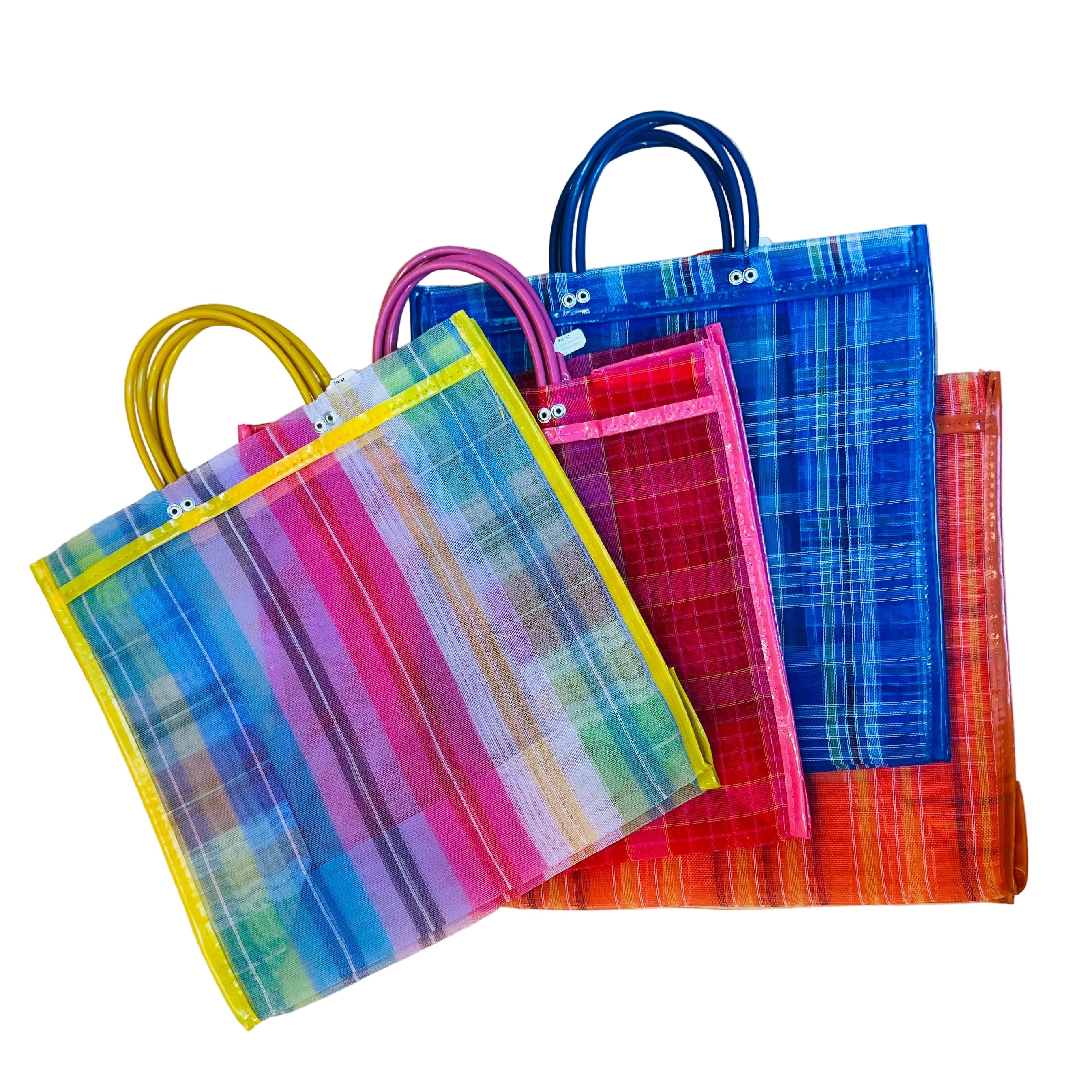 Handwoven Mexican Market Bags showcasing vibrant colors and traditional craftsmanship, ideal for shopping or beach trips.
