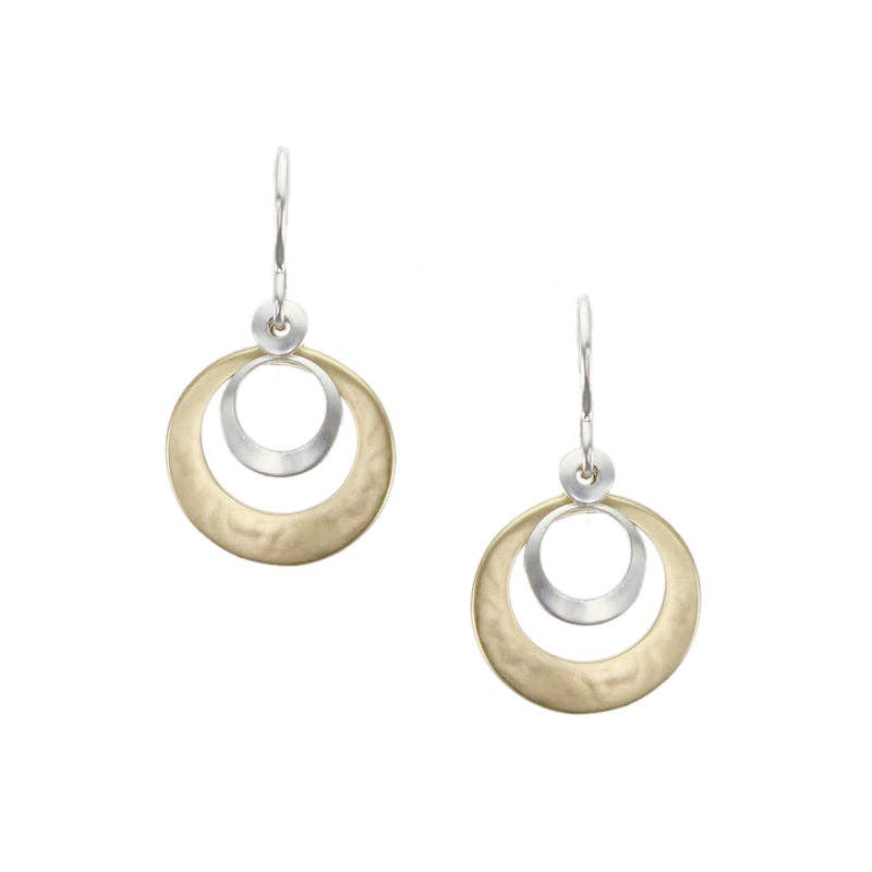 Layered Cutout Discs Wire Earrings by Marjorie Baer, handcrafted jewelry made in California