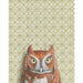 Framed art print of an owl on a patterned background