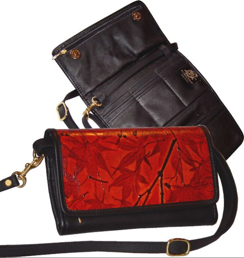 Leaf leather cross body bag