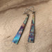 Close-up of Triangle Stick Earrings highlighting intricate colors and shapes created by Positive Shine Jewelry.