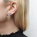 Square with Cutout Tapered Rounded Rectangle with Hanging Disc Post Earrings by Marjorie Baer, handcrafted jewelry made in California