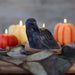 Candle-shaped crow with pumpkins and candles 