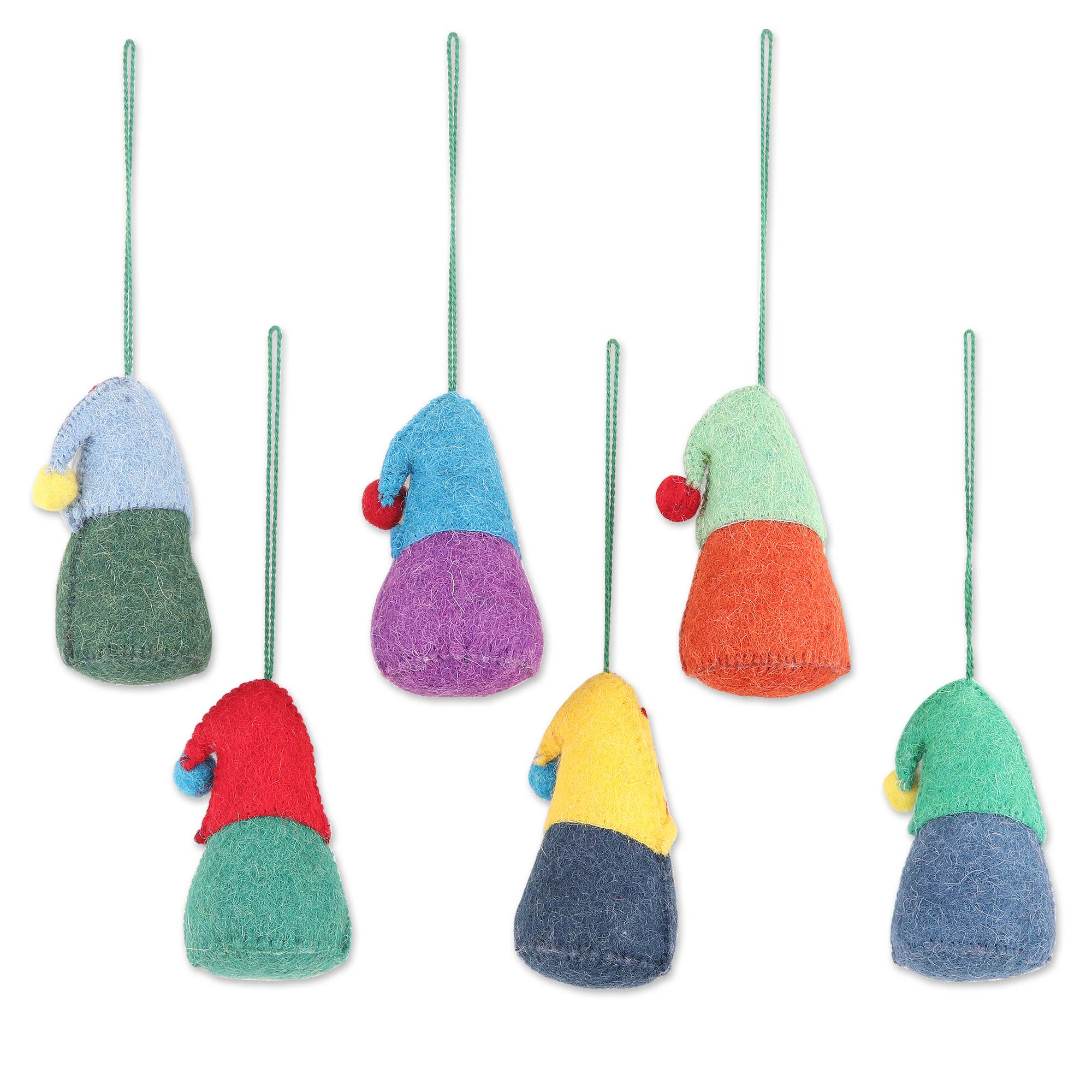 Novica Handmade Nordic Gnomes Felted Ornaments