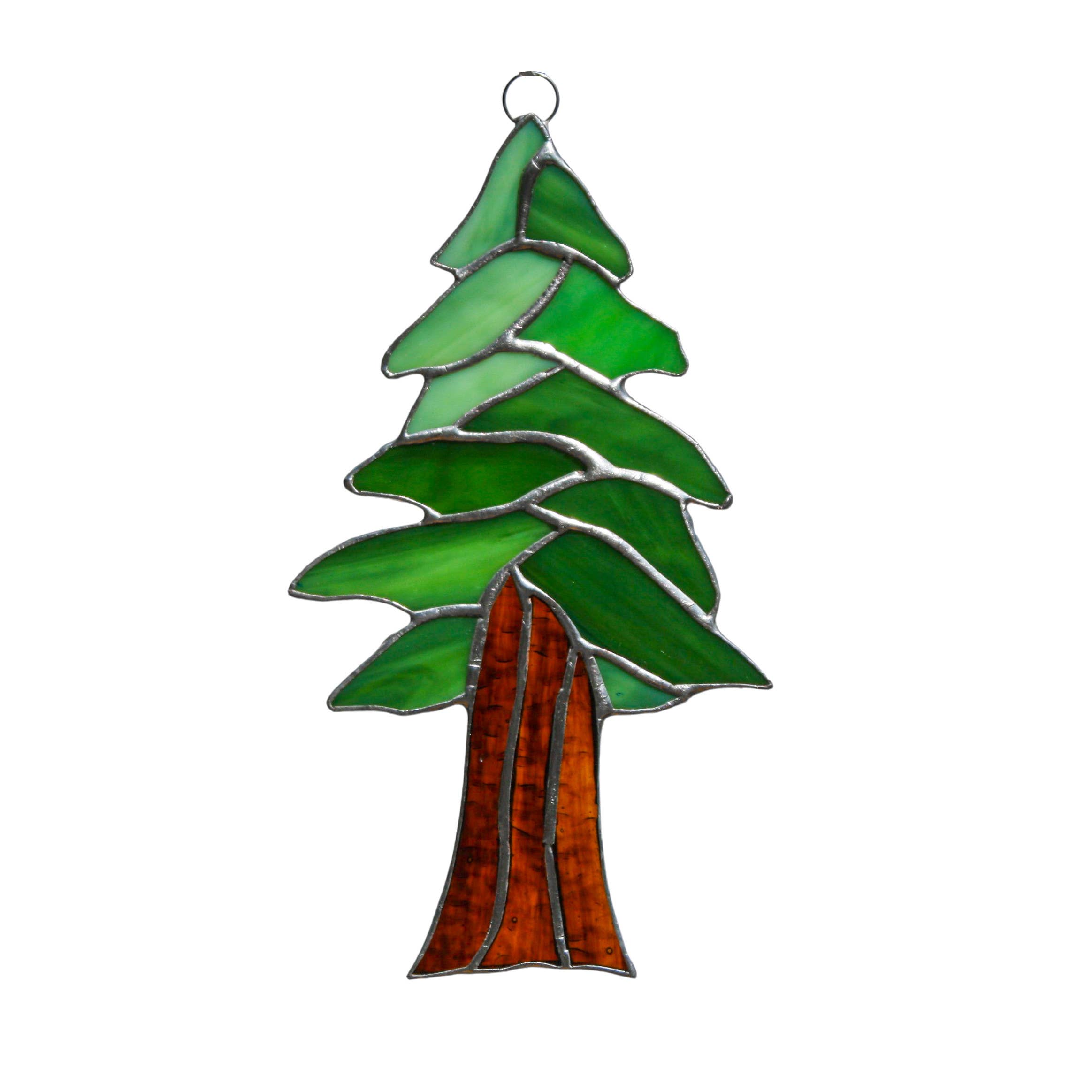 Redwood Tree Stained Glass 7" × 4" – Nature & Garden Decor