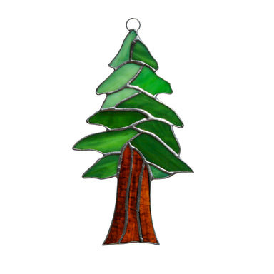 Stained glass masterpiece of a Redwood Tree, 7" × 4" – a nature-loving window's best friend, bringing outdoor vibes indoors while avoiding the hassle of watering!