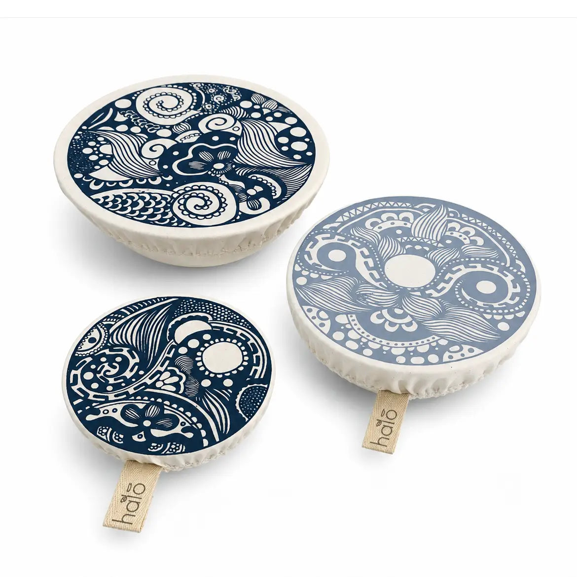 A cheerful display of Cotton Dish Covers by Paradise Blues, looking fabulous while making sure your food cools down like a chill pro!