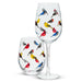 Multi Bird Stemless Wine Glass and traditional wine glass set by Abbott, showcasing a whimsical pattern of colorful birds against clear glass.