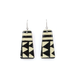 Close-up of Modern Katazome paper dangles - Long rectangle earrings, featuring intricate patterns and UV-cured resin, highlighting their unique craftsmanship.