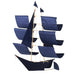 Navy blue Sailing Ship Kite by Haptic Lab, showcasing an elegant ship silhouette with several sails, ideal for kite flying enthusiasts and decorative purposes.