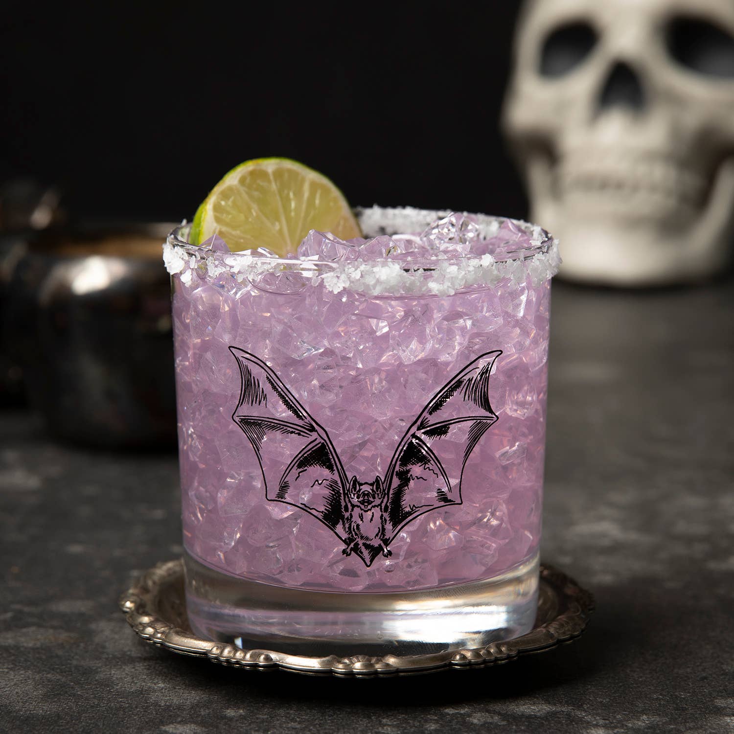 Bat cocktail glass with lime and salt