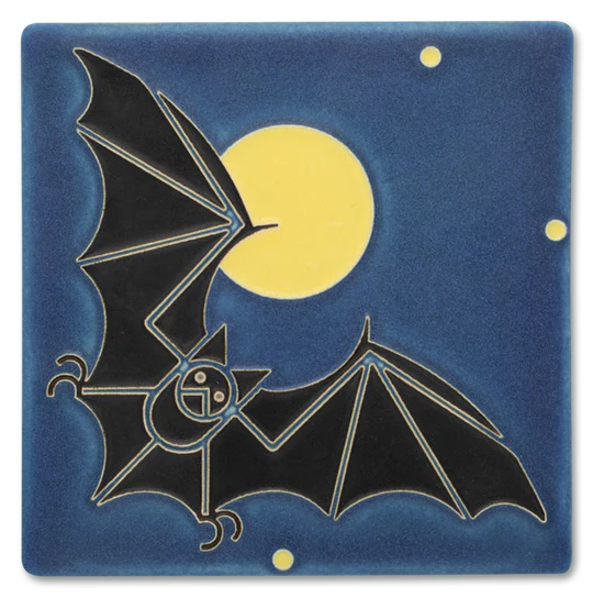 Bat & the Moon 6x6  Tile