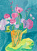 floral card in vase blank greeting card