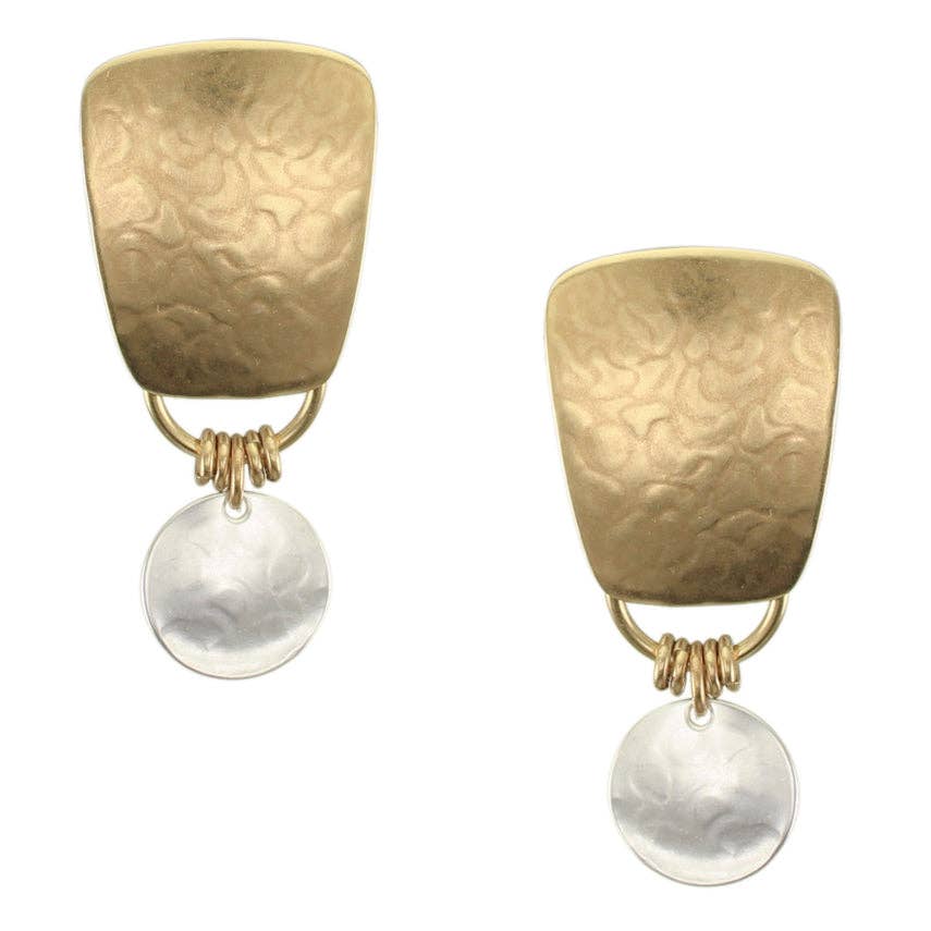 Large Tapered Rectangle with Hanging Disc Clip or Post Earrings by Marjorie Baer, handcrafted jewelry made in California