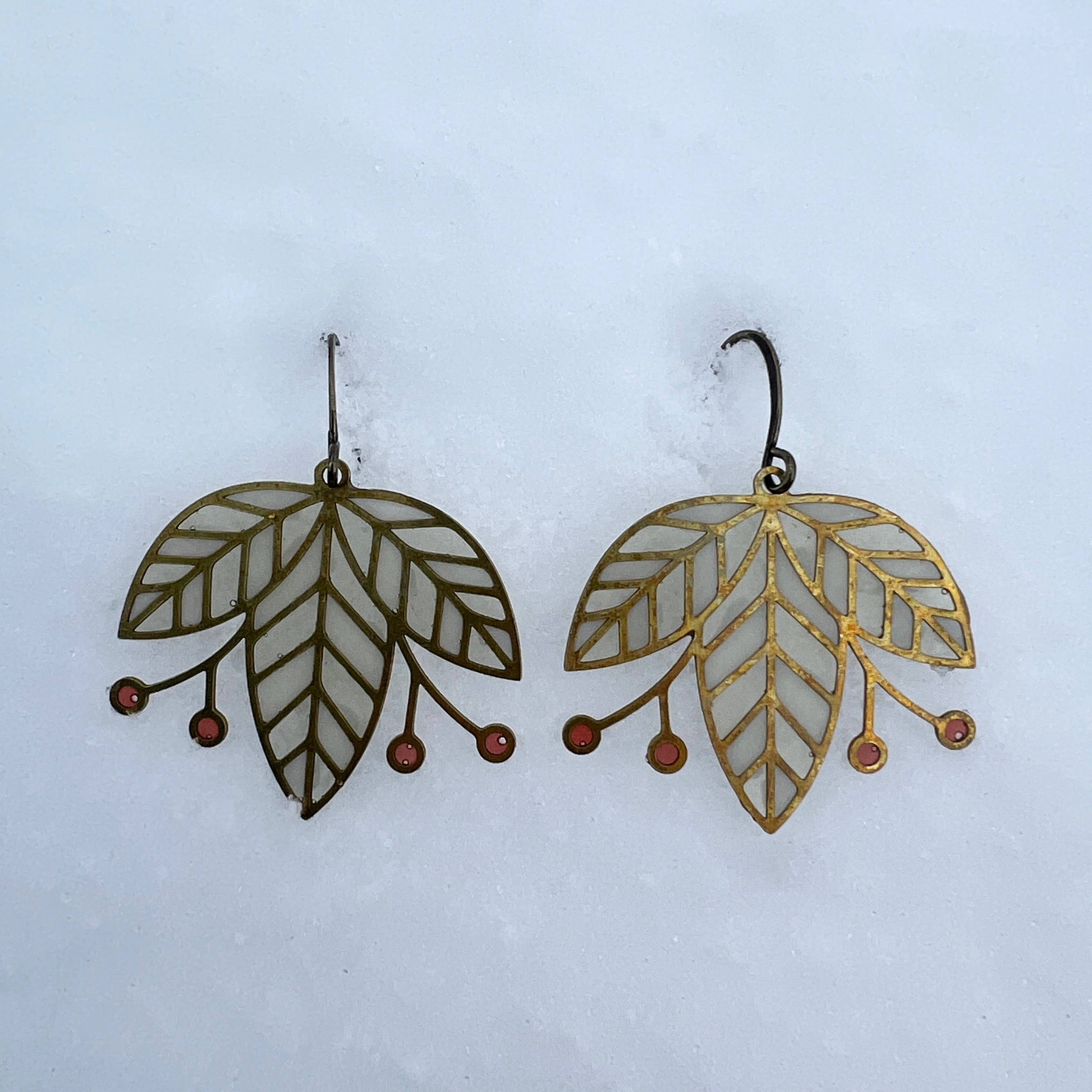 Stylish Verdant stained glass resin earrings by Wild Lupine Folkcraft, perfect for adding a splash of color to your everyday outfit without scaring the birds away!