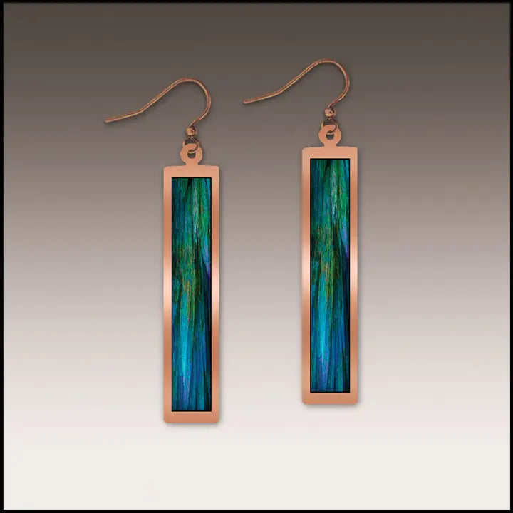 Skinny Rectangle with Copper Earrings