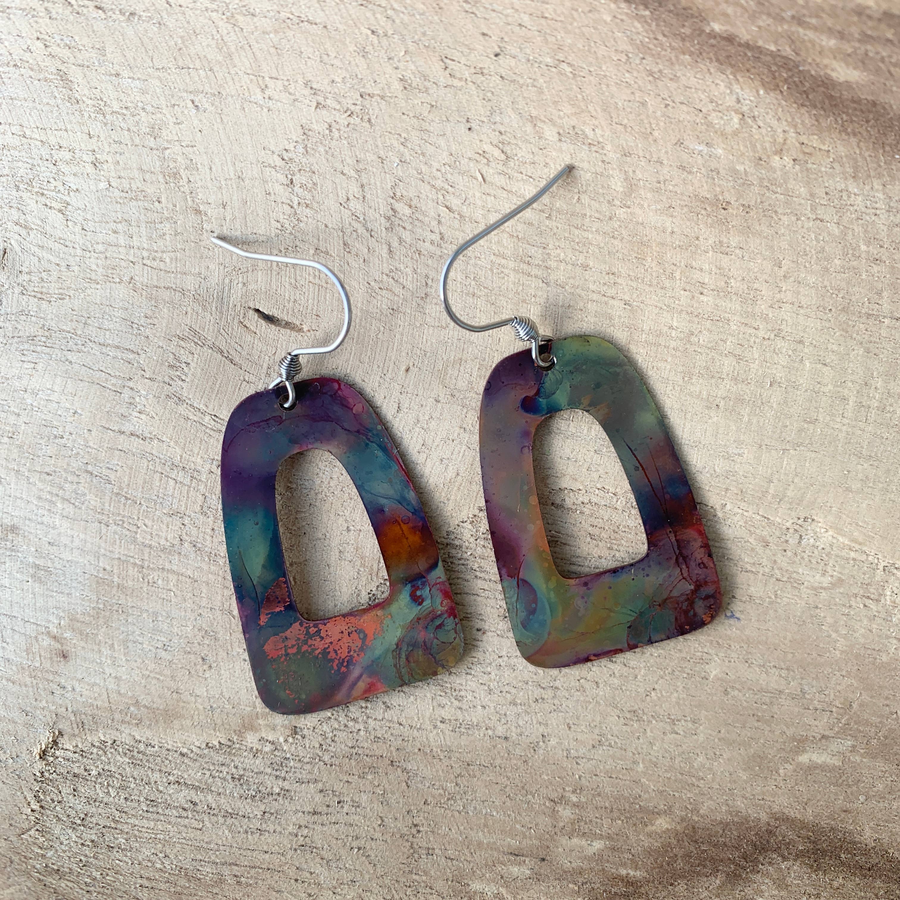 Boho Frame Copper Earrings
