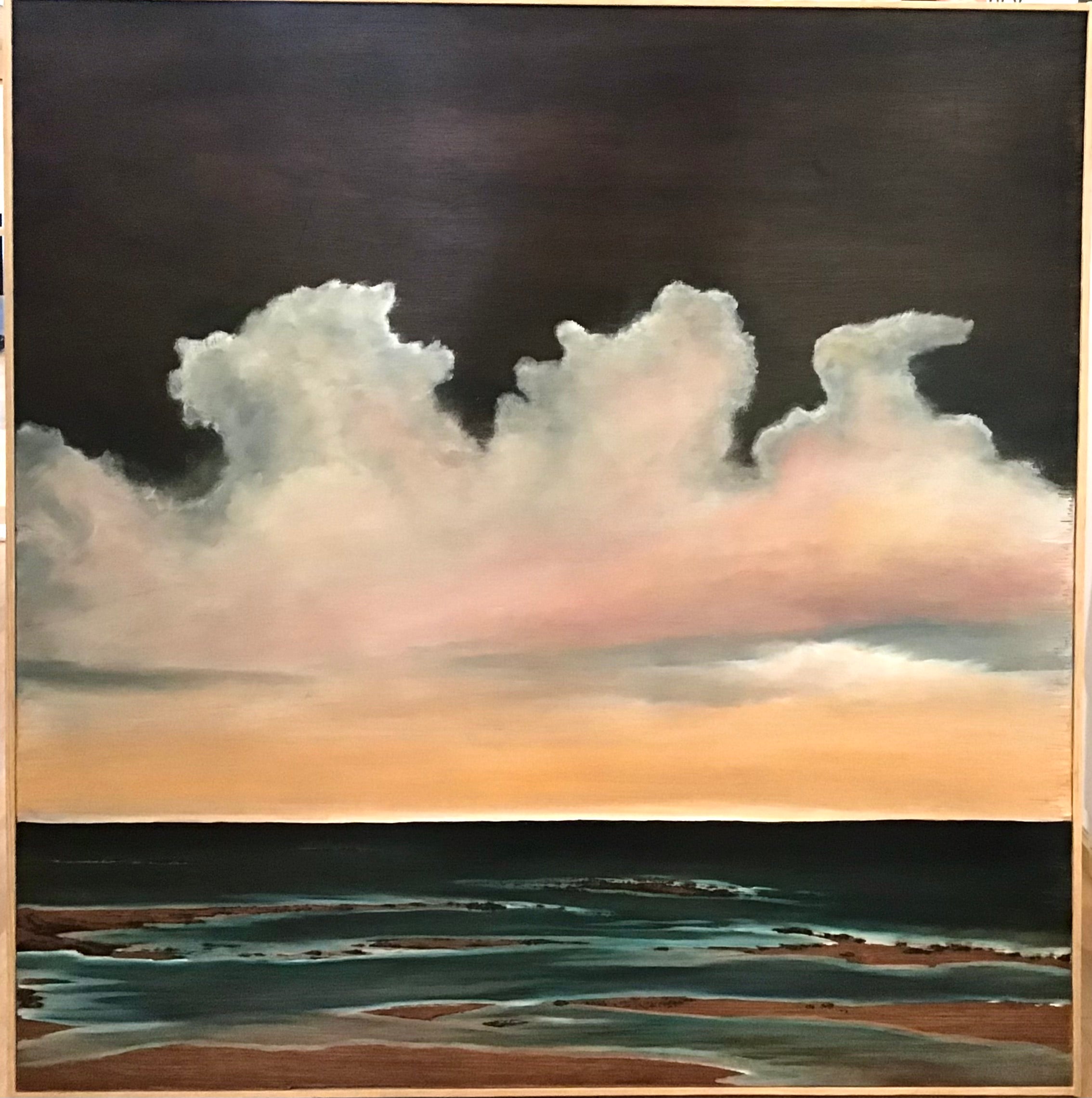 ocean with clouds at sunrise print