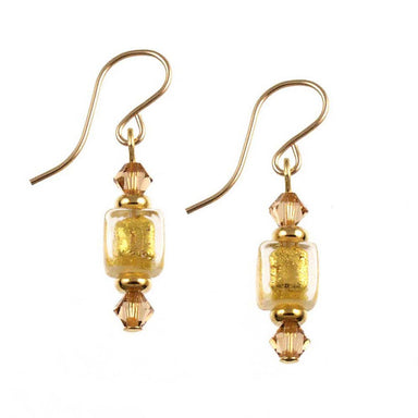 yellow crystal box drop earrings