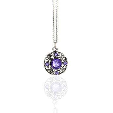 Silver Necklace with a purple gemstone pendant 