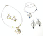 wire necklaces and earrings featuring mixed beads and gemstones