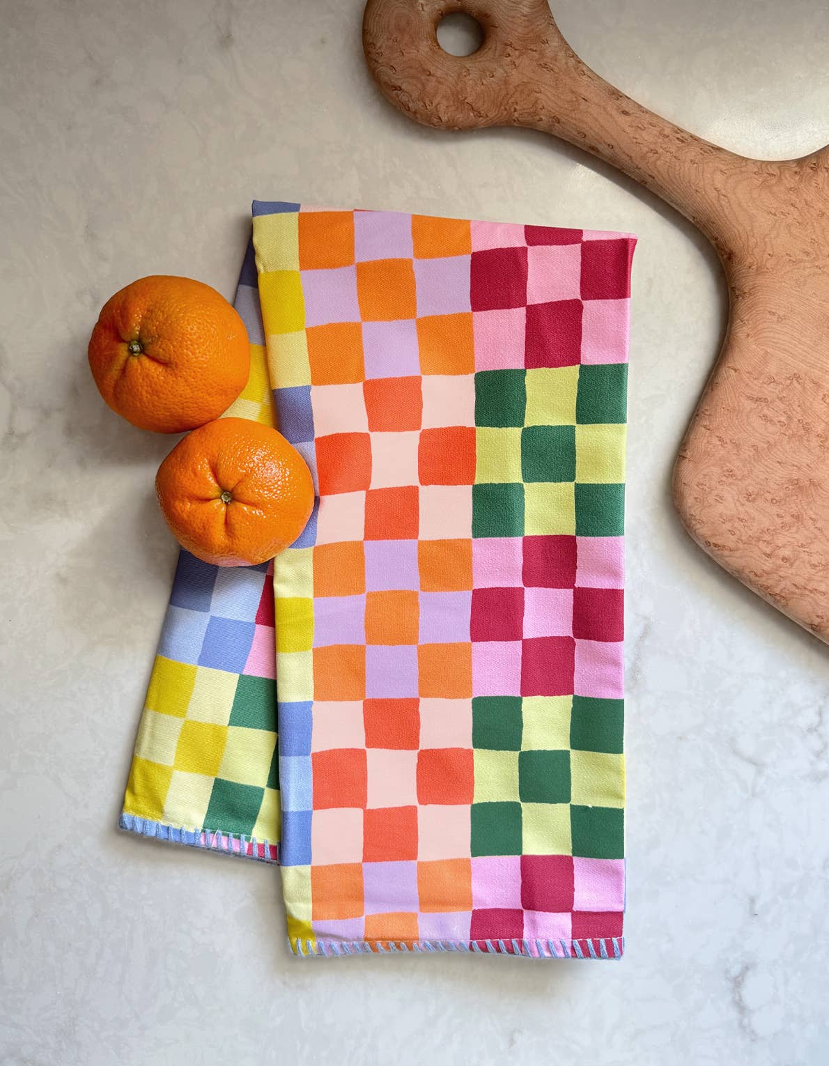 rainbow checkered tea towel