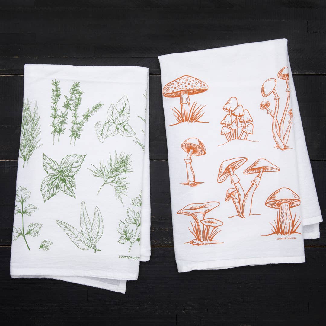 mushroom tea towel